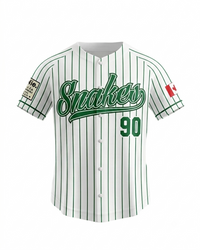 Baseball jersey with 'Snakes' and number '90' on a white background